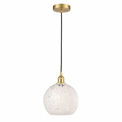 White Mouchette - 1 Light Cord Hung Mini Pendant In Modern Style-11.75 Inches Tall and 10 Inches Wide