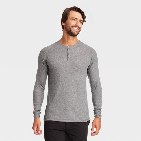 Men's 100% Cotton Casual Premium Long Sleeve 3-Button Henley Shirt at   Men’s Clothing store