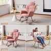 Teddy Fabric Nursery Rocking Glider Chair with Footrest and Tufted High Back,Modern Accent Armchair for Living Room Bedroom-Baofuwish - 3 of 4