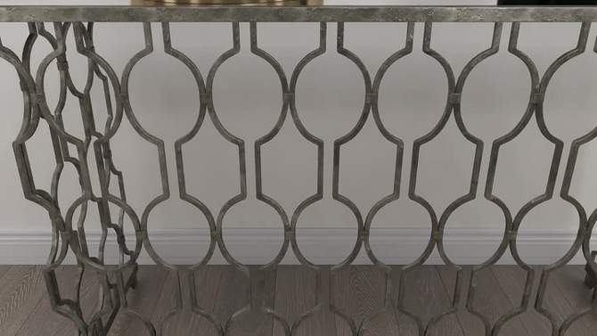 Contemporary Metal Pattern Console Table Silver - Olivia &#38; May, 2 of 29, play video