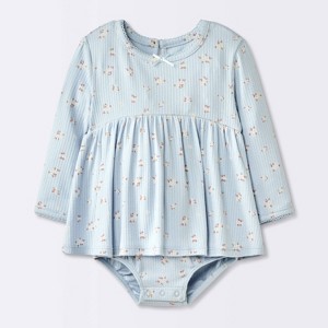 Baby Girls' Floral Skirted Bodysuit - Cloud Island™ Blue - 1 of 4