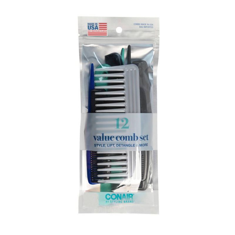 Conair Made in the USA Multipack Combs - Assorted Colors - 12pk, 1 of 12