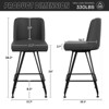 Bekrvio 26" Swivel Counter Height Bar Stools Set of 1/2/3/4, Faux Leather or Velvet Upholstered with V-Shaped Metal Base for Kitchen Island - 4 of 4