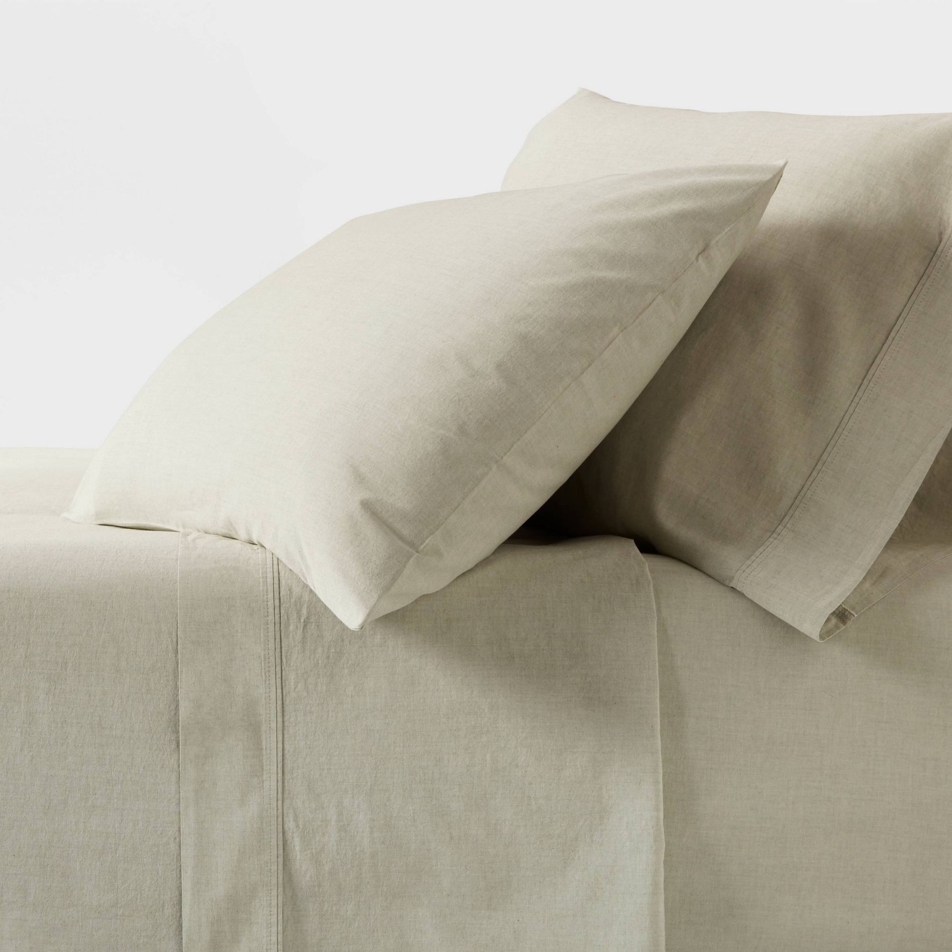 Queen 250 Thread Count Organic Percale Sheet Set Green Chambray - Threshold™: GOTS & OEKO-TEX Certified, Includes 4pc
