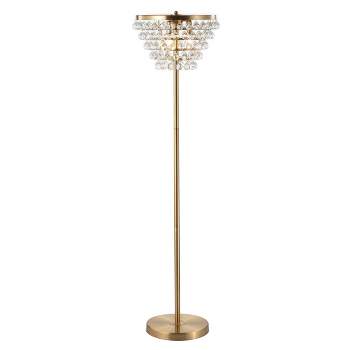 60" Crystal/Metal Jemma Floor Lamp (Includes LED Light Bulb) Gold - JONATHAN Y