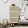 FONTOI 3 Door Shoe Rack with Feet and Foot Pads, Freestanding Shoe Storage Cabinet for Entryway, Living Room, Porch, Natural, 9.25"*48.98"*23.62" - 2 of 4
