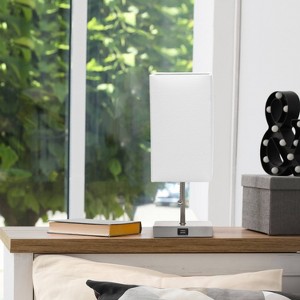 Petite Stick Lamp with USB Charging Port and Fabric Shade - Simple Designs - 1 of 4