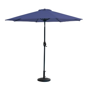 WestinTrends 9 Ft Outdoor Patio Market Table Umbrella with Decorative Round Resin Base - 1 of 3