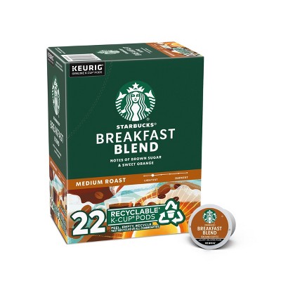 Photo 1 of BEST BUY- 20 JAN 2023 Starbucks Medium Roast K-Cup Coffee Pods  Breakfast Blend for Keurig Brewers  1 box (22 pods)