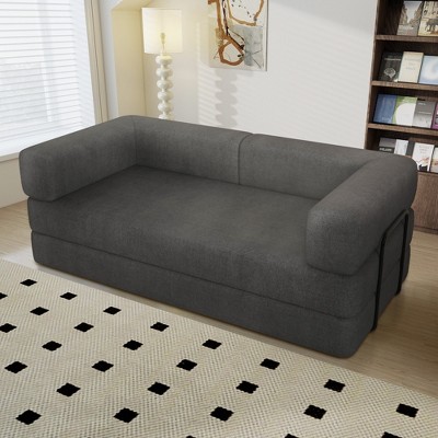 MOONMISS Corduroy Convertible Sleeper Sofa Bed with Fixed-Shape Frame, Floor Sofa Lounge Couch for Living Room Bedroom