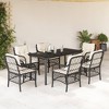 vidaXL 7 Piece Patio Dining Set - Black Poly Rattan with Cushions, Tempered Glass Table for Garden, Backyard, Patio - 2 of 4