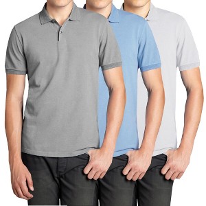 Galaxy Polo Avenue Men's Short Sleeve Pique Polo Shirt-3 Pack - 1 of 4