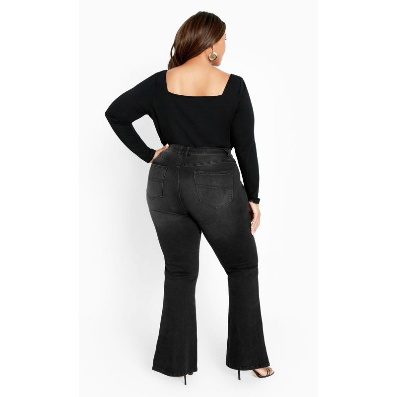 Women's Plus Size Ebony Flare Jean - black | AVEOLOGY, 3 of 7