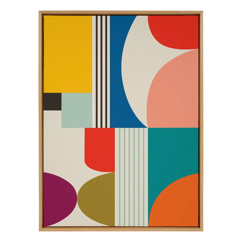 28&#34; x 38&#34; Sylvie Mid-Century Modern Pattern Framed Canvas Natural - Kate &#38; Laurel All Things Decor, 1 of 8