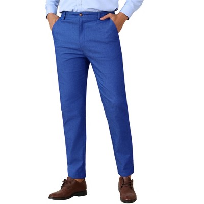 Lars Amadeus Men's Slim Fit Tapered Leg Flat Front Business Trousers Dress Pants