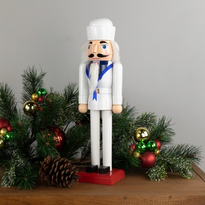 14" White and Blue Navy Sailor Christmas Nutcracker