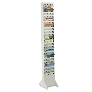 Steel Magazine Rack, 23 Compartments, 10w x 4d x 65.5h, Gray Steel Magazine Rack, 23 Compartments, 10w x 4d x 65.5h, Gray