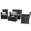 4 Piece Patio Conversation Set with Loveseat, Chairs and Table, Outdoor Seating Set with Removable Washable Cushions for Garden or Deck-Maison Boucle - 2 of 4