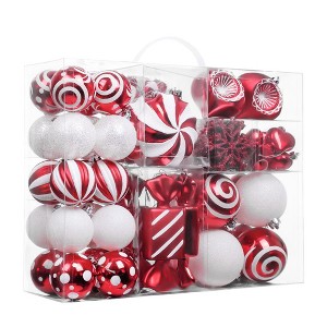 108pc Premium Christmas Candy Red and White Large Ornament Set, Playful Candy Cane Bauble Bundle| OrnamentallyYou - 1 of 4