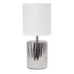 11.61" Tall Ruffled Capsule Bedside Table Desk Lamp with White Drum Fabric Shade - Simple Design