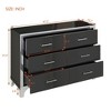 CAVINAS 6 Drawers Dresser for Bedroom,Mirrored Dresser with Metal Handle for Kids Room,Living Room,Entry and Hallway,Black/White - 3 of 4