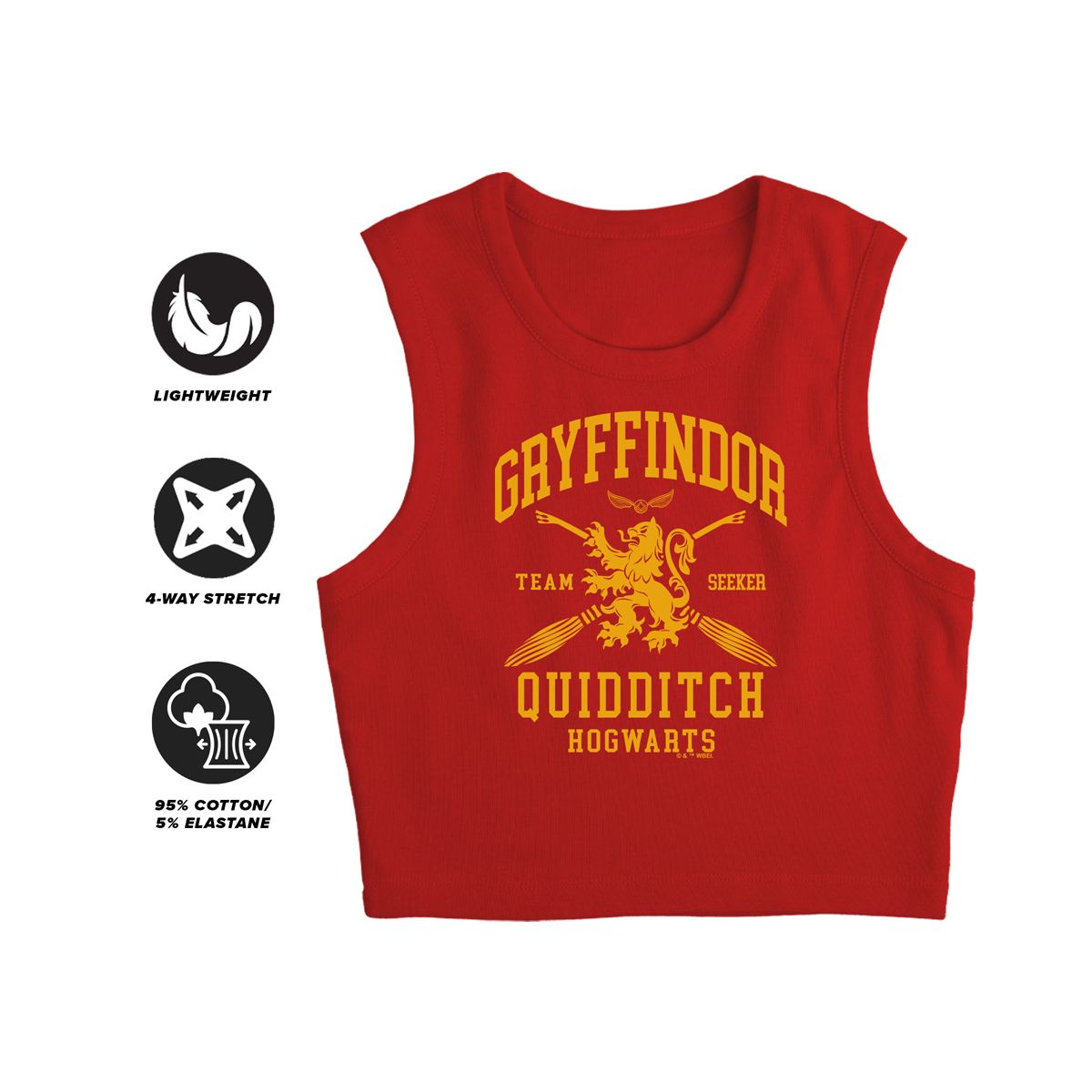 Women's Harry Potter Gryffindor Quidditch Arch Sleeveless Crop Top Tank - thumbnail 4