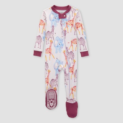 Burt's Bees Baby® Baby Girls' Wild Safari Organic Cotton Tight Fit Footed Pajama - Lilac Purple 12M