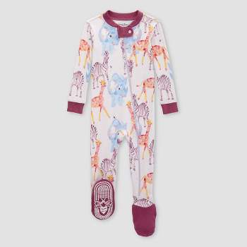 Burt's Bees Baby® Baby Girls' Wild Safari Organic Cotton Tight Fit Footed Pajama - Lilac Purple