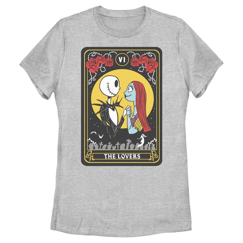 Women's The Nightmare Before Christmas The Lovers Tarot Card T-Shirt, 1 of 5