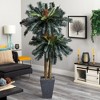 Nearly Natural 6-ft Double Sago Palm Artificial Tree Slate Finished Planter - 2 of 2