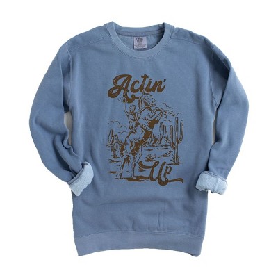 Simply Sage Market Women's Garment Dyed Graphic Sweatshirt Actin' Up Horse