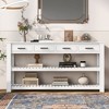 HDZNVF Stylish Entryway Console Table with 4 Drawers and 2 Shelves, White - 2 of 4