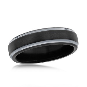 Metallo Black & Silver 6mm Tungsten Ring - Available Sizes:  9 ,  13 ,  12 ,  11 ,  10 - 1 of 3