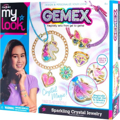 Cra-Z-Art Shimmer ‘n Sparkle: Gemex Gel Creations Studio DIY Jewelry Kit,  Kids Ages 8+