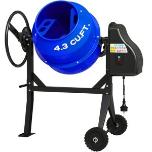 SILVEL 4.3 Cu.Ft. Concrete Mixer Machine, 450W 3/5HP Electric Cement Mixer Machine with Wheel and Stand for Stucco,Mortar, Seeds,Blue - 1 of 4