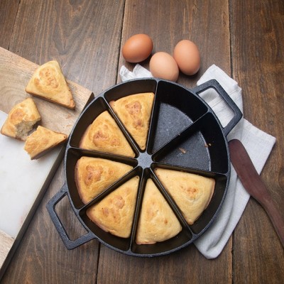 Bayou Classic 10-Inch Black Cast Iron Wedge Cornbread Skillet Pan
