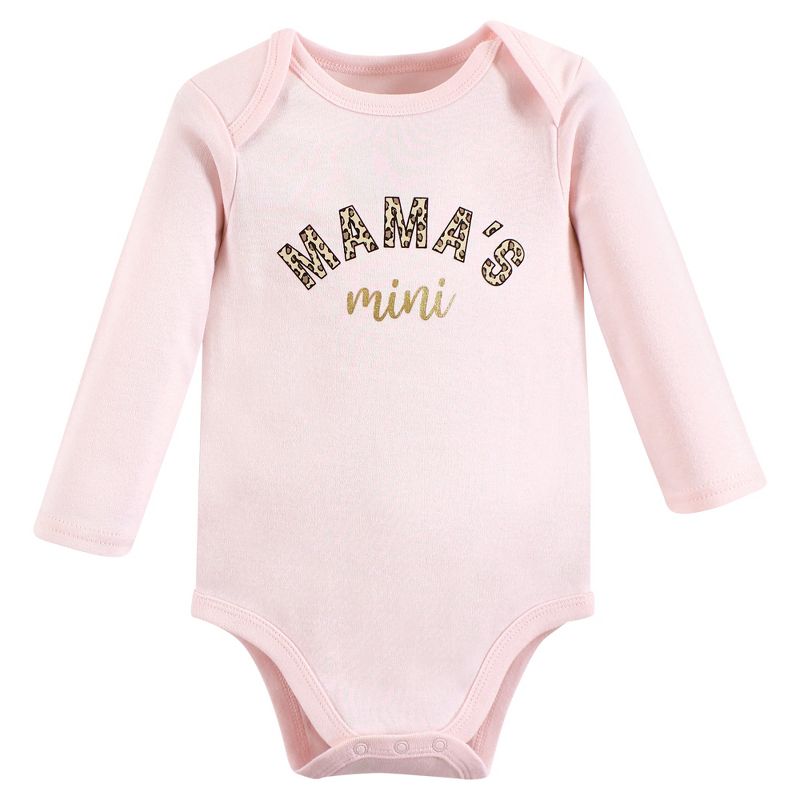 Hudson Baby Infant Girl Cotton Long-Sleeve Bodysuits, Leopard Mamas Mini, 4 of 7