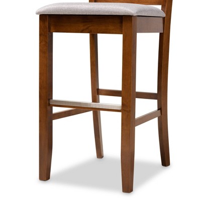 Jason Contemporary Grey Fabric & Walnut Wood Bar Stool Set