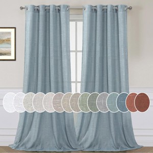 Living Room Linen Curtains Nickel Grommet Energy Saving Light Filtering Semi Sheer Curtain - 1 of 4