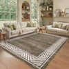 Modern Washable Area Rug for Living Room, Bordered Minimalist Home Decorative Carpet, Non Slip Soft Bedroom Rugs - 3 of 4