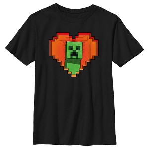 Boy's Minecraft Valentine's Day Creeper Heart T-Shirt - 1 of 4