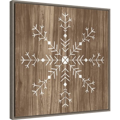22" x 22" Barnwood Snowflake Framed Canvas Wall Art