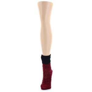 Memoi Women's Box Weave Chunky Knit Thick Cuff Boot Sock - 1 of 2