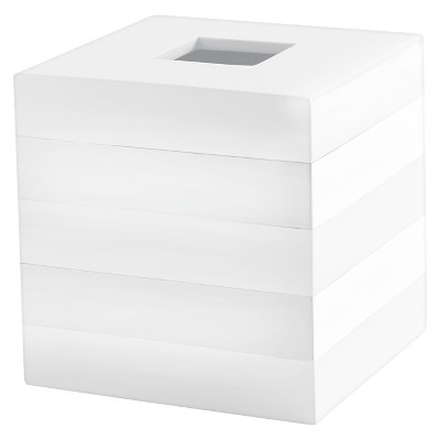 Lacquer Stripe Tissue Holder White - Cassadecor