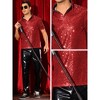 INSPIRE CHIC Men's Short Sleeves Club Party Shiny Sequin Polo Shirts - 4 of 4