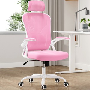 GlasFlength Task and Office Chairs with Support Armrest，Ergonomic, Adjustable，Computer Chair and Gaming Chair, Pink, 23.43"*17.72"*56.29" - 1 of 4