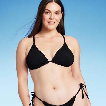 Women's Triangle Push-Up Tunneled Strap Bikini Top - Shade & Shore™ Black  32A