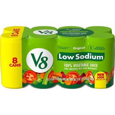 V8 Original Low Sodium 100% Vegetable Juice - 8pk/5.5 fl oz Cans