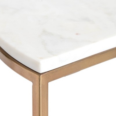 Kingston White Marble and Gold Metal Nesting Side Tables Set of 2