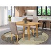 Rectangular Dining Table Set - 3pc Cottage Table & Chairs, Linen Fabric, Dark Khaki Finish - 2 of 4